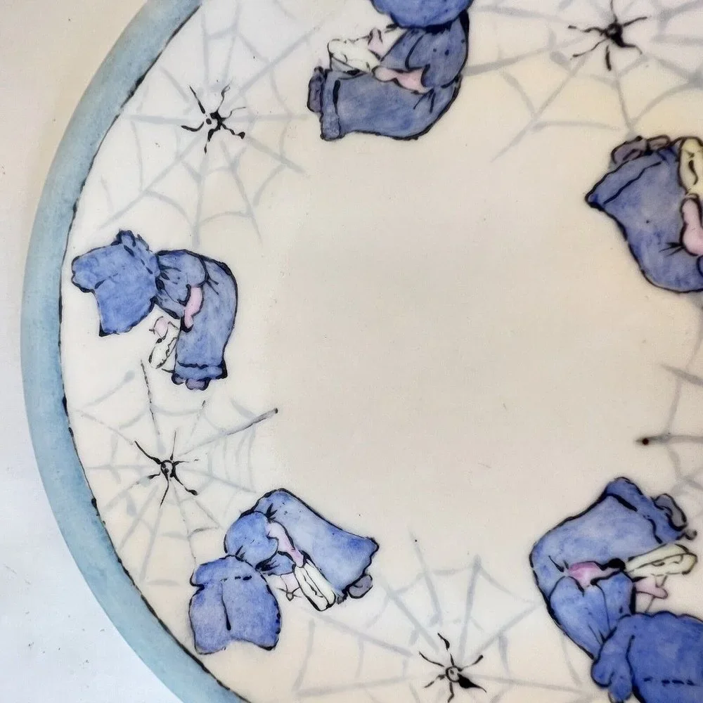 Vintage Little Miss‎ Muffet Childs Plate Nursery Rhyme Made Bavaria Blue White